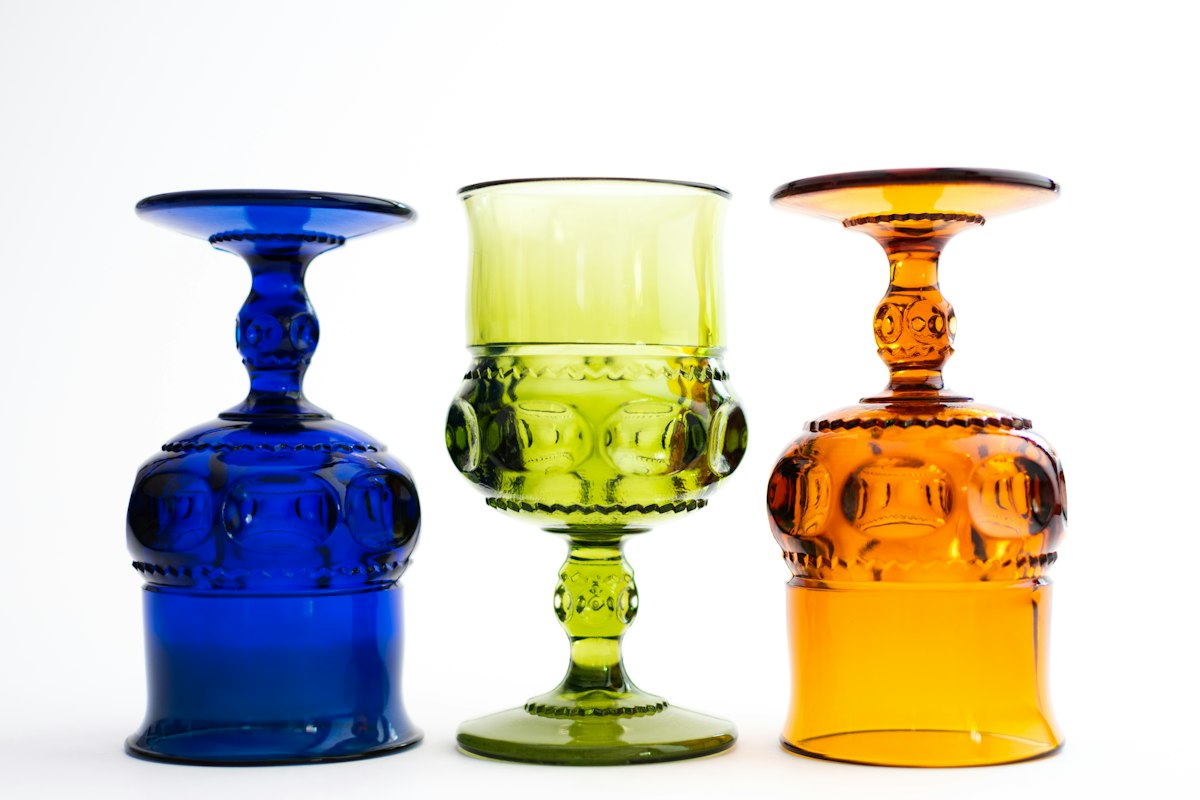 Colored glass goblets